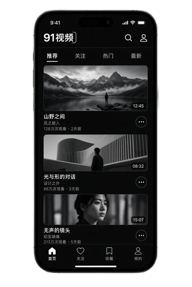 91视频APP移动内容服务展示画面